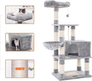 Light Grey Multi-Level Cat Tower - Scratching Posts - Karrari