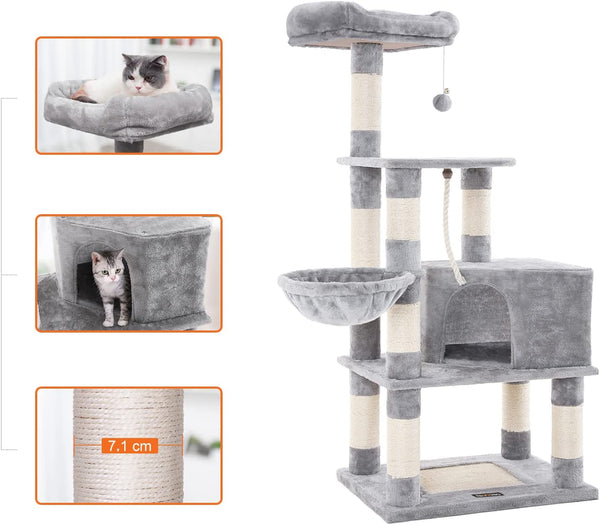 Light Grey Multi-Level Cat Tower - Scratching Posts - Karrari