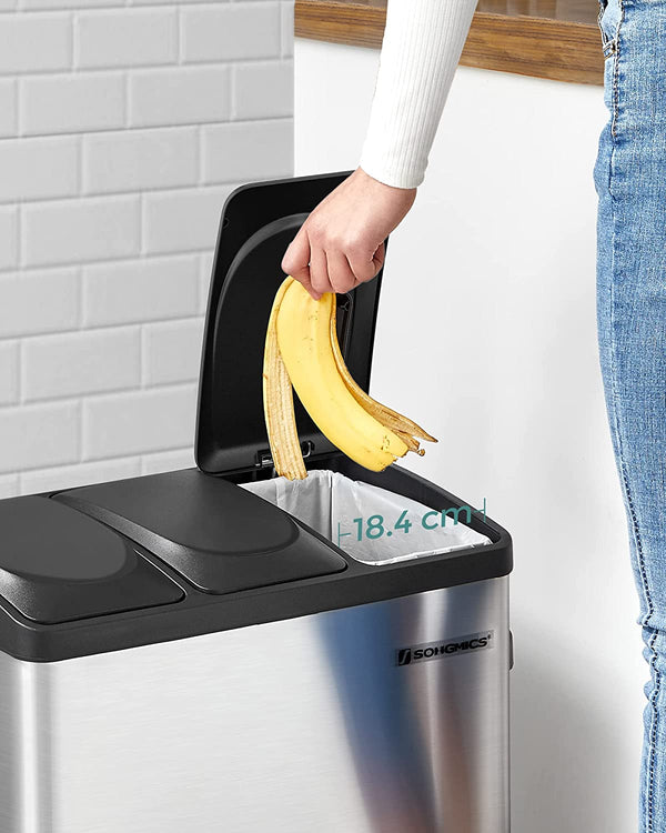 Triple Pedal Recycling Bin 3×15L (Stainless Steel) - Karrari