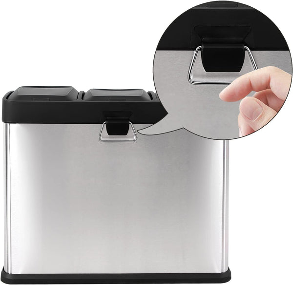 Triple Pedal Recycling Bin 3×15L (Stainless Steel) - Karrari