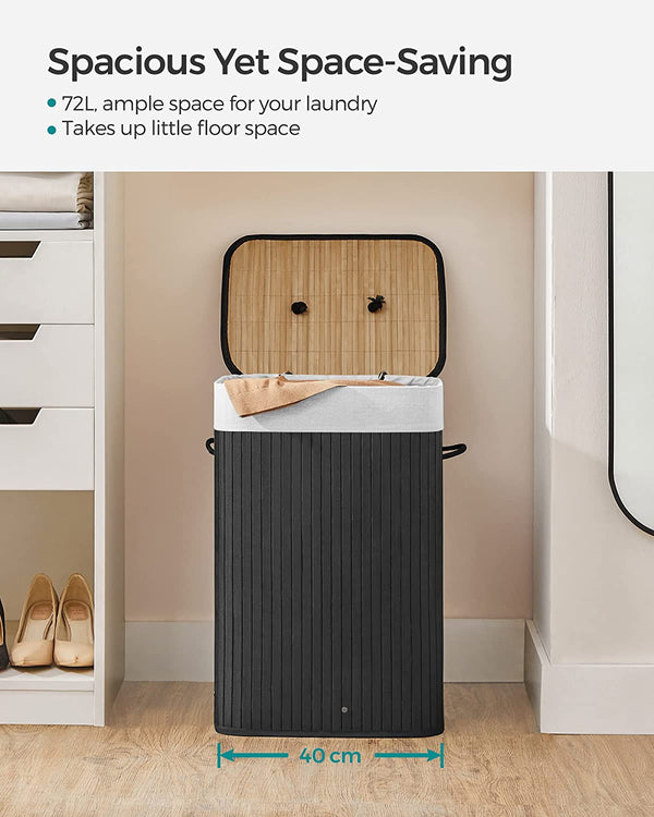 Foldable Bamboo Laundry Hamper (72L) - Karrari