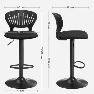 Set of 2 Adjustable Bar Stools - Crown Backrests - Karrari