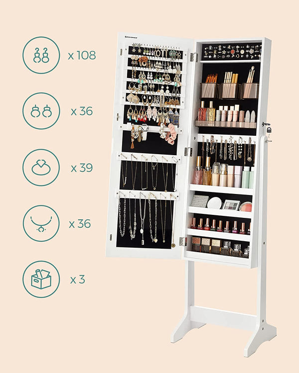 Standing Mirror Jewellery Storage Cabinet - Karrari