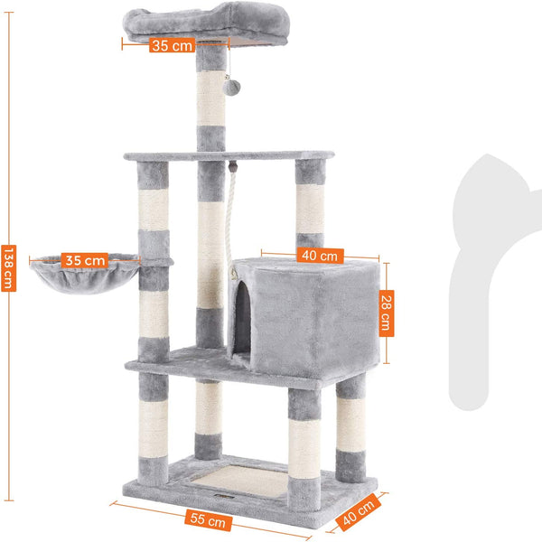Light Grey Multi-Level Cat Tower - Scratching Posts - Karrari