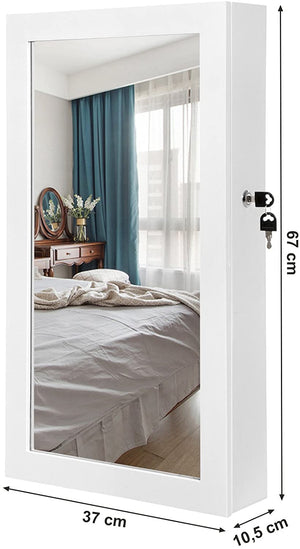 Lockable Wall-Mounted Jewellery Cabinet with Mirror - Karrari