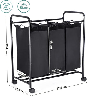 Clothes Sorter Trolley with 3 Removable Bags - Karrari