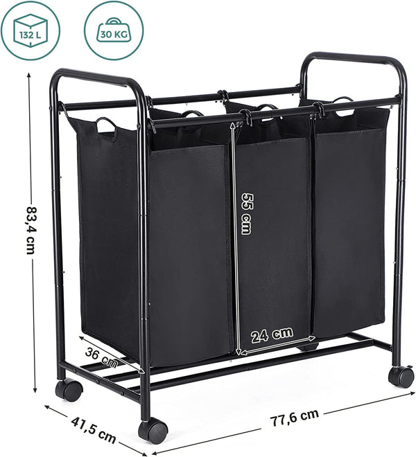 Clothes Sorter Trolley with 3 Removable Bags - Karrari
