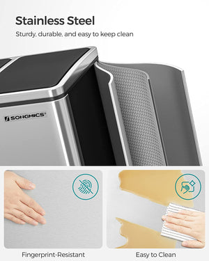 Triple Kitchen Trash Can 3×4.8 Gal (Stainless Steel) - Karrari