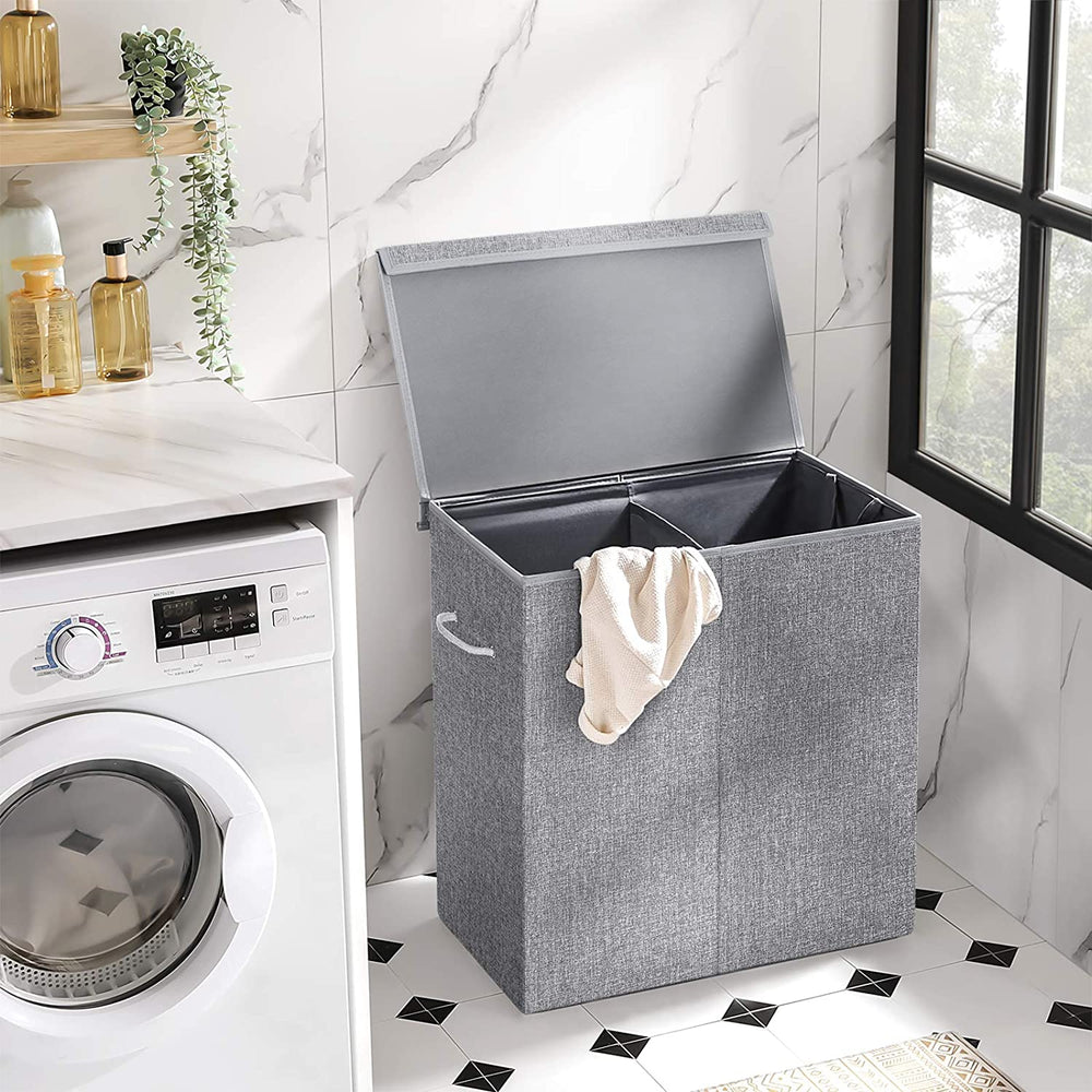 Laundry Basket 142L - 2 Compartments & Magnetic Lid - Karrari