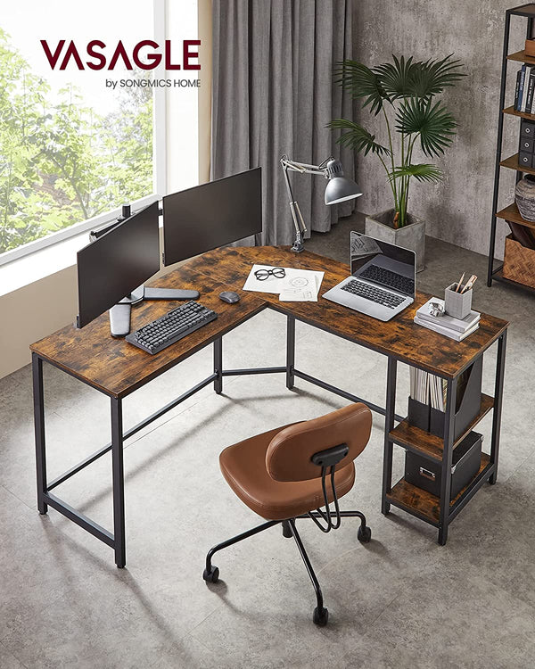 L-Shaped Corner Desk with Storage Shelves - Karrari