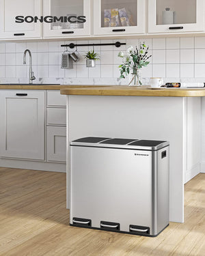 Triple Kitchen Trash Can 3×4.8 Gal (Stainless Steel) - Karrari