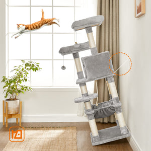 Light Grey Cat Tree Tower with 2 Plush Perches - Karrari