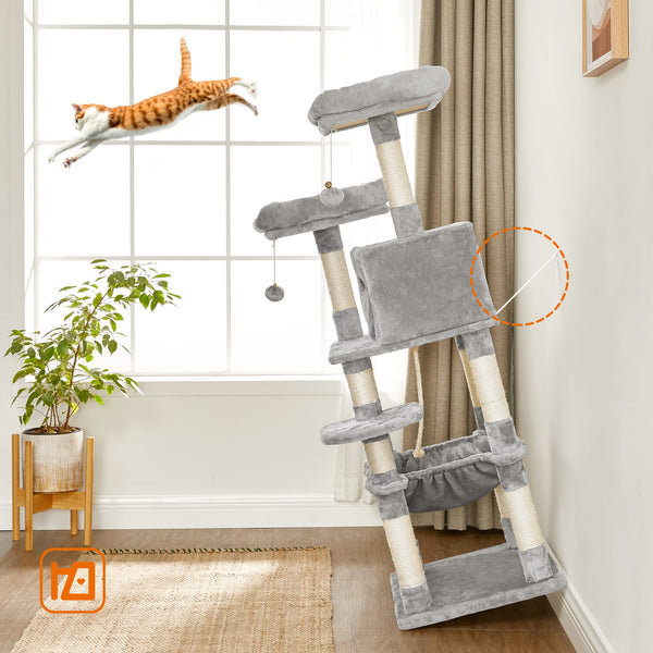 Light Grey Cat Tree Tower with 2 Plush Perches - Karrari