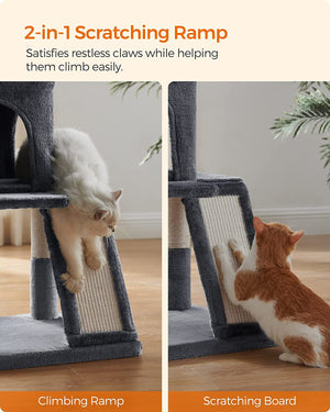 Smoky Grey Cat Tree Tower with Widened Perch - Karrari