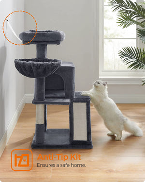 Smoky Grey Cat Tree Tower with Widened Perch - Karrari