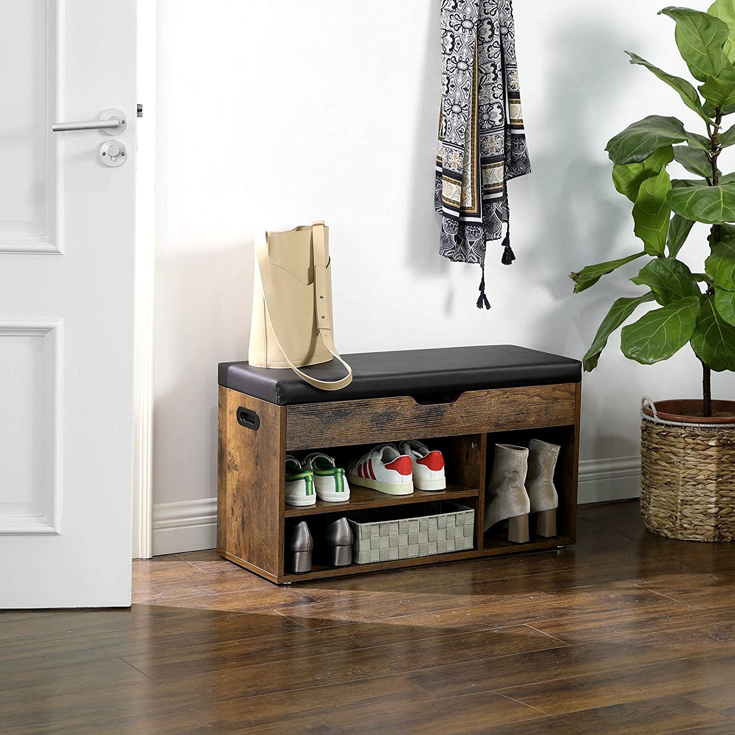 Padded entryway deals storage bench