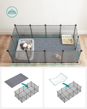 Plastic Panel Enclosure - Floor Tiles for Small Pets (Grey) - Karrari