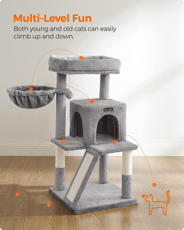 Light Grey Cat Tree Tower with Widened Perch - Karrari
