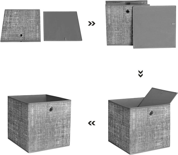 Set of 6 Grey Foldable Fabric Storage Boxes - Karrari