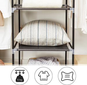 Folding Fabric Wardrobe Closet with Rails - Black - Karrari