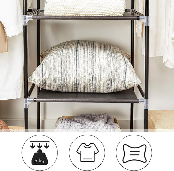 Folding Fabric Wardrobe Closet with Rails - Black - Karrari