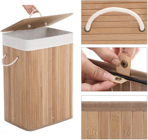 Foldable Laundry Hamper 72L - Lid & Handles - Karrari