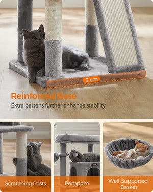 Light Grey Cat Tree Tower with Widened Perch - Karrari