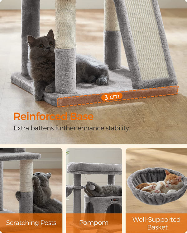 Light Grey Cat Tree Tower with Widened Perch - Karrari