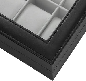 12-Slot Watch Box - Glass Lid & Removable Cushions - Karrari