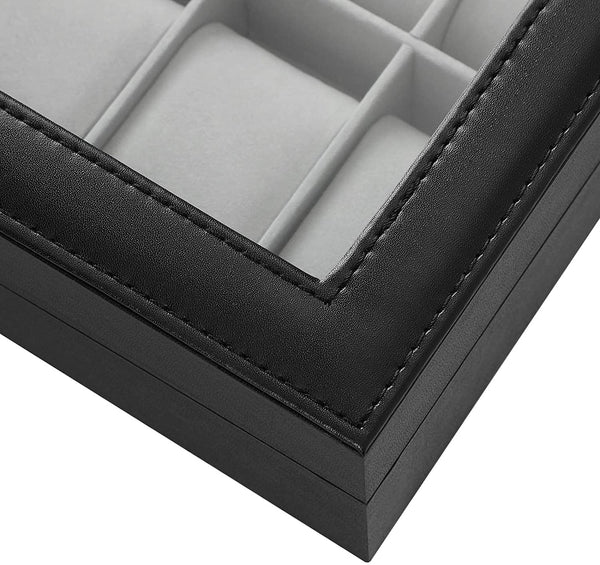 12-Slot Watch Box - Glass Lid & Removable Cushions - Karrari