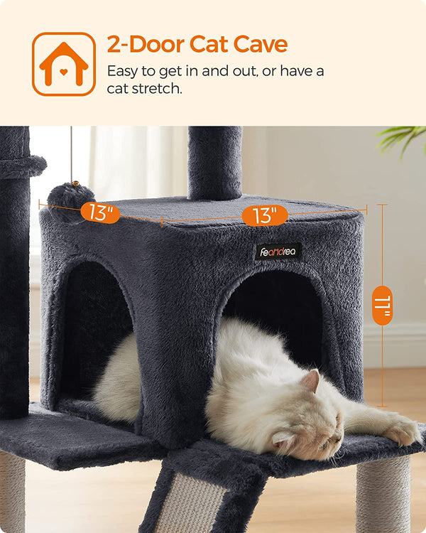Smoky Grey Cat Tree Tower with Widened Perch - Karrari