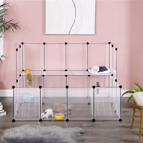 DIY Guinea Pig Playpen Hutch Cage (White) - Karrari