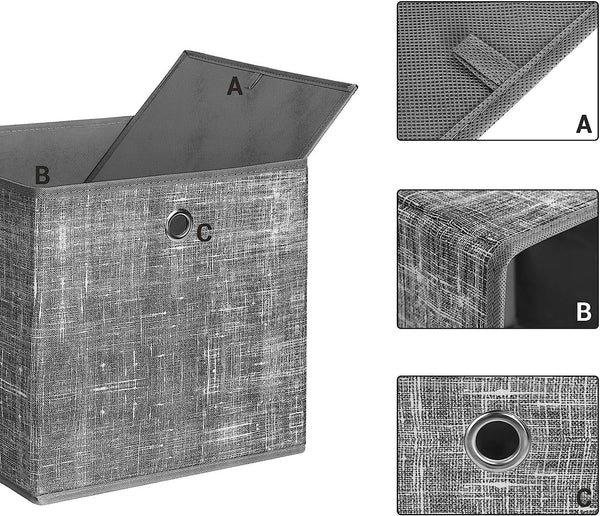 Set of 6 Grey Foldable Fabric Storage Boxes - Karrari
