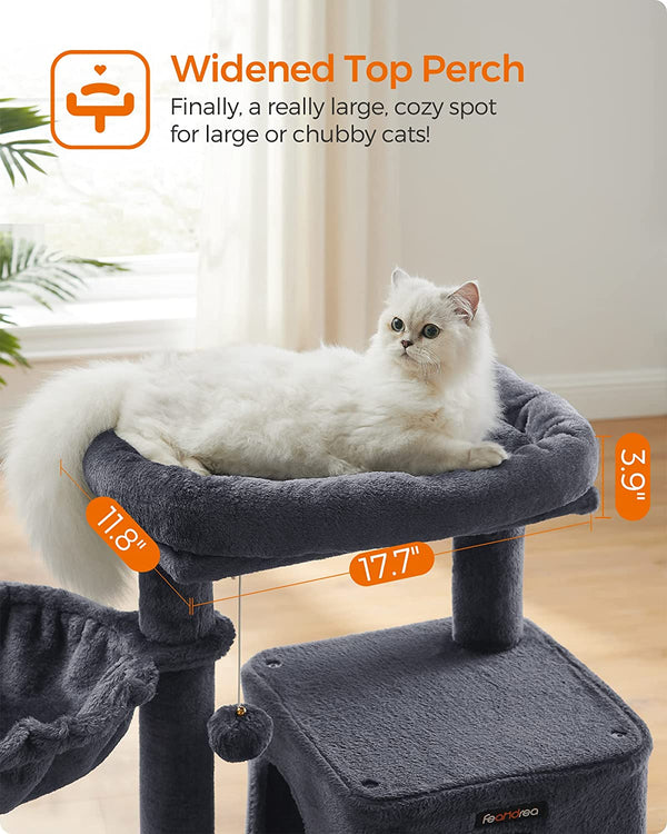 Smoky Grey Cat Tree Tower with Widened Perch - Karrari