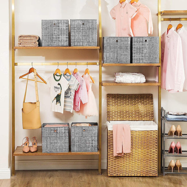 Set of 6 Grey Foldable Fabric Storage Boxes - Karrari