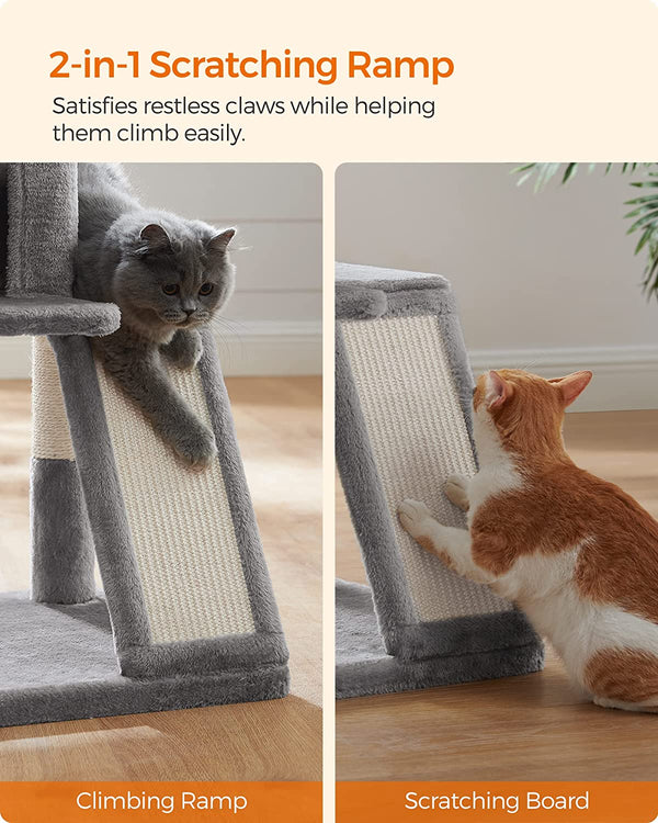 Light Grey Cat Tree Tower with Widened Perch - Karrari
