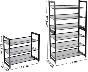 3-Tier Stackable Metal Shoe Rack - Adjustable Shelves - Karrari