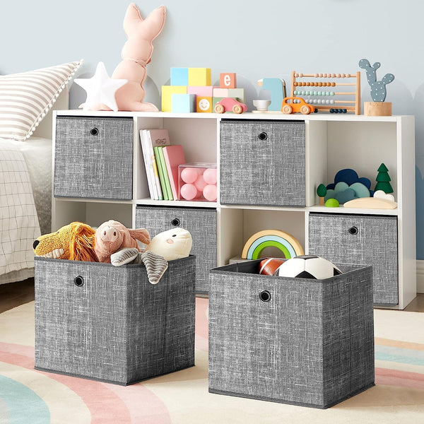Set of 6 Grey Foldable Fabric Storage Boxes - Karrari