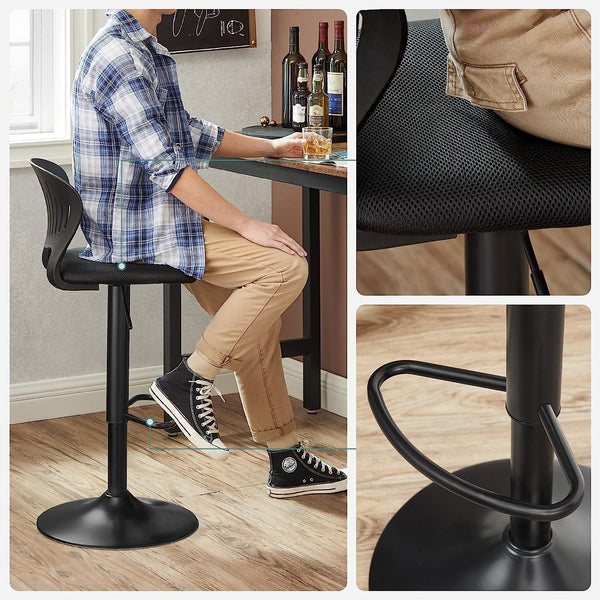 Set of 2 Adjustable Bar Stools - Crown Backrests - Karrari