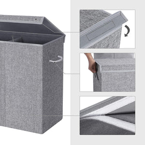Laundry Basket 142L - 2 Compartments & Magnetic Lid - Karrari