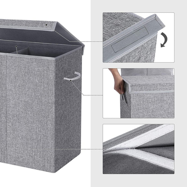 Laundry Basket 142L - 2 Compartments & Magnetic Lid - Karrari