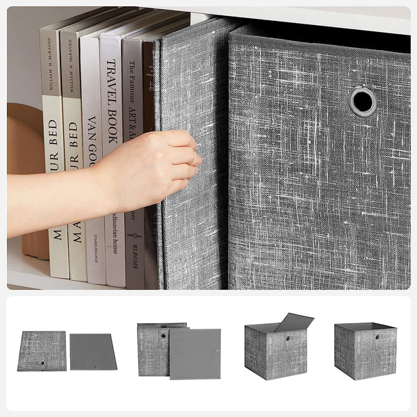 Set of 6 Grey Foldable Fabric Storage Boxes - Karrari