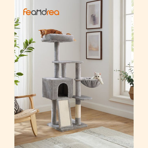 Light Grey Cat Tree Condo - Scratching Ramp - Karrari