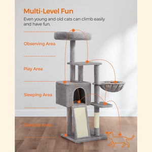 Light Grey Cat Tree Condo - Scratching Ramp - Karrari