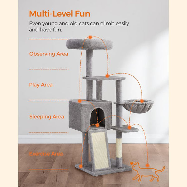 Light Grey Cat Tree Condo - Scratching Ramp - Karrari