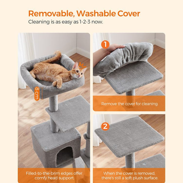 Light Grey Cat Tree Condo - Scratching Ramp - Karrari