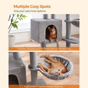 Light Grey Cat Tree Condo - Scratching Ramp - Karrari