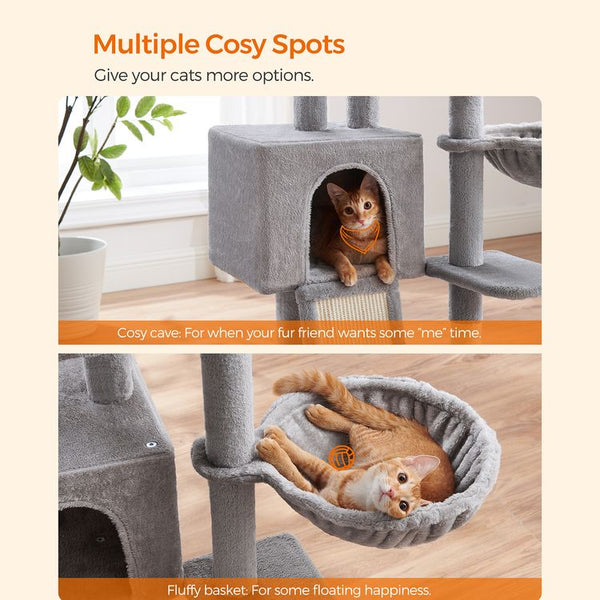 Light Grey Cat Tree Condo - Scratching Ramp - Karrari