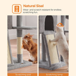 Light Grey Cat Tree Condo - Scratching Ramp - Karrari
