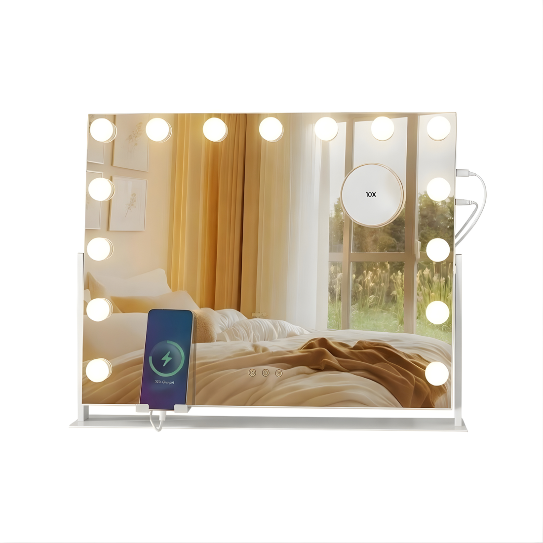 Cosmetic Mirror with 15 LED Bulbs Lighting